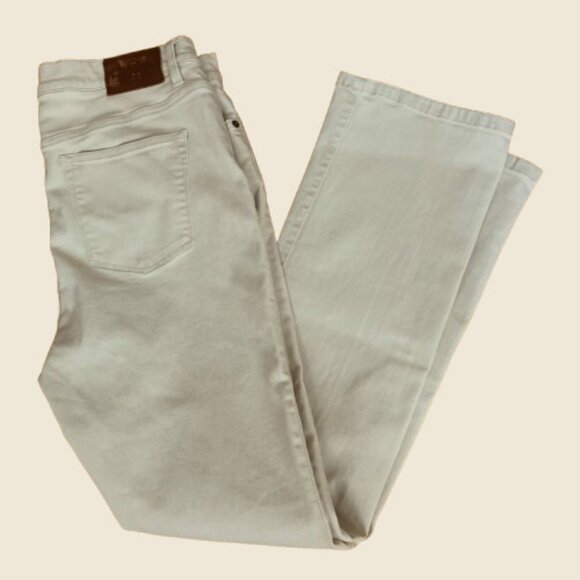 Lauren Ralph Lauren Khaki Jeans Classic 5 Pocket High Rise Straight Legs size 14 - Picture 1 of 9